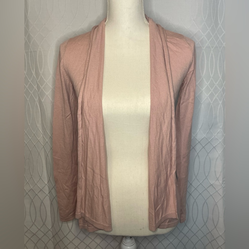Baby pink long open sweater